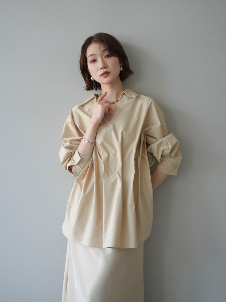 [予約]ウエストギャザースキッパーシャツ/beige