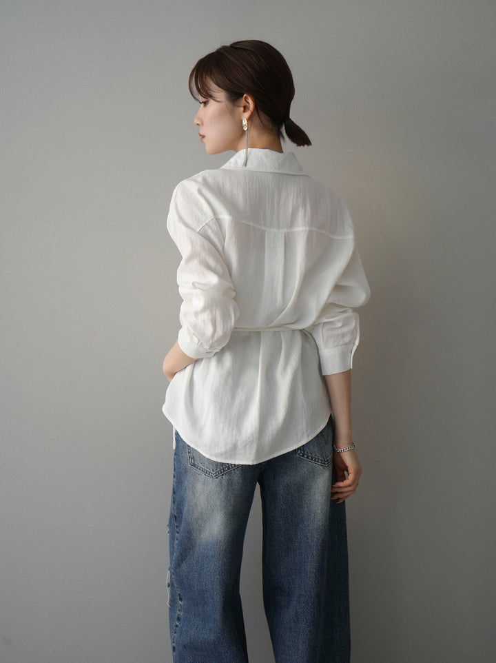 [SET]Vネック変形ラインシャツ+選べるアクセセット(2set)