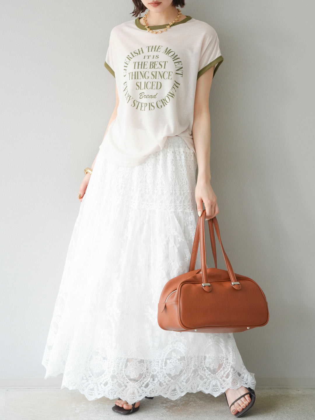 [予約]レースフレアスカート/ホワイト