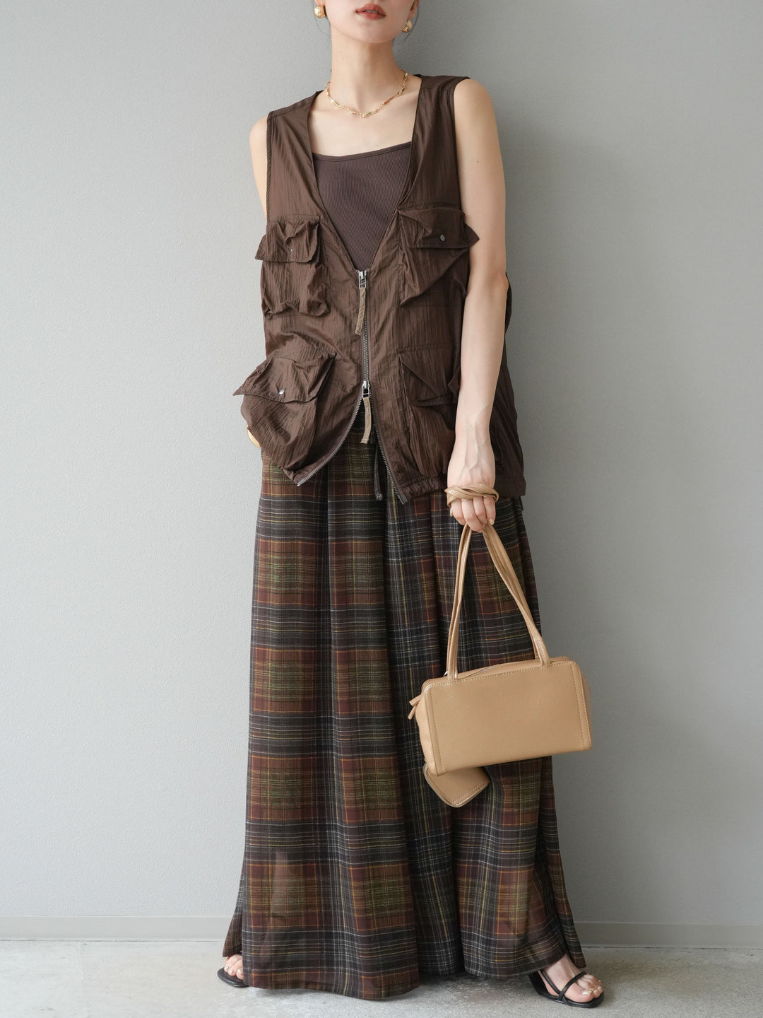 [予約]ナイロンBIGポケットシアーベスト/ブラウン