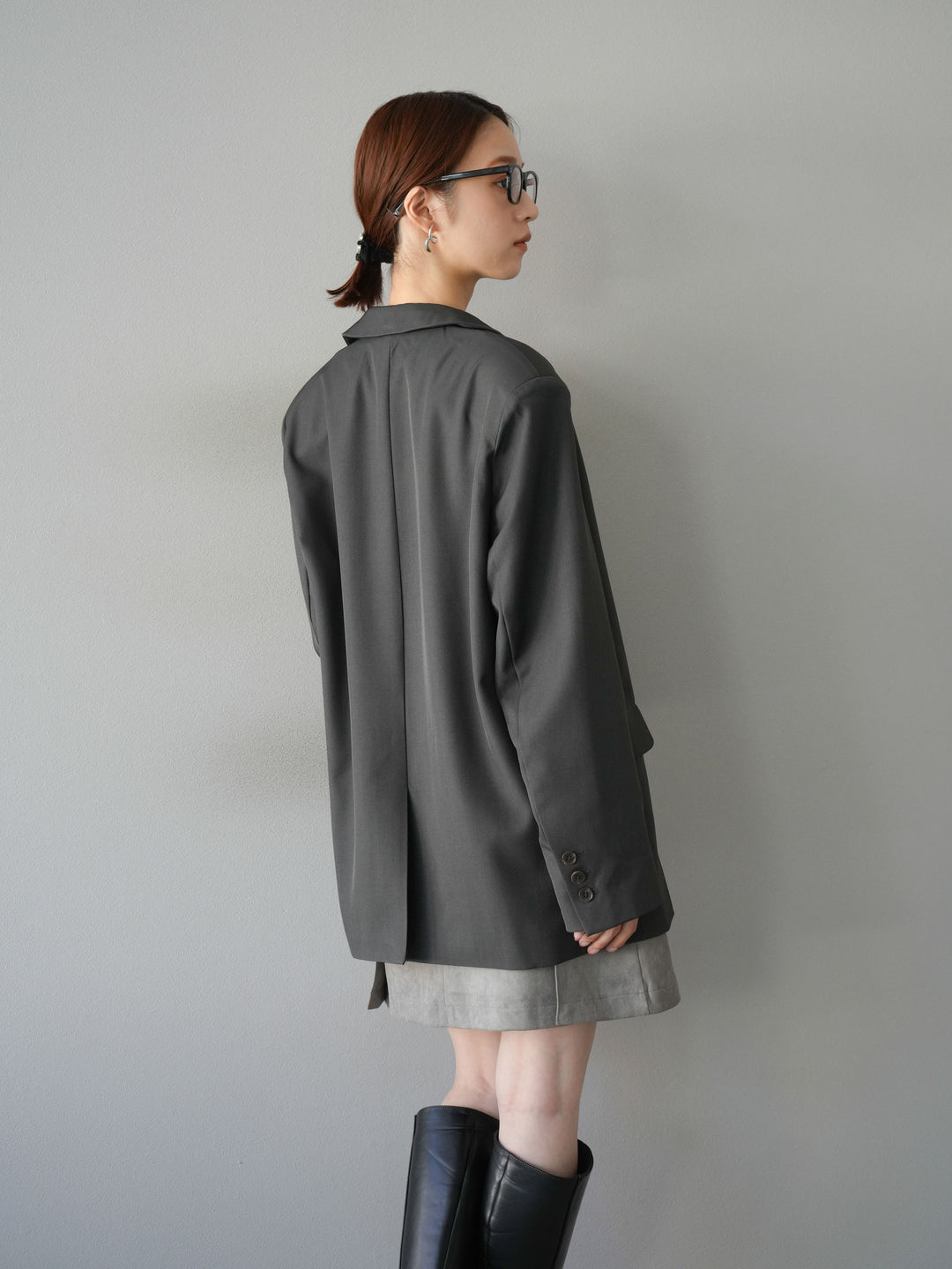 [予約]レースアップスエードミニワンピース/グレー