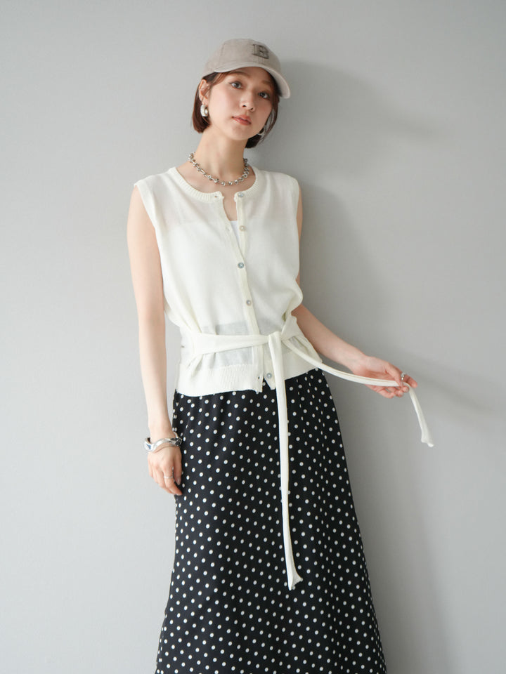 [予約]ウエストベルトニットベスト/アイボリー