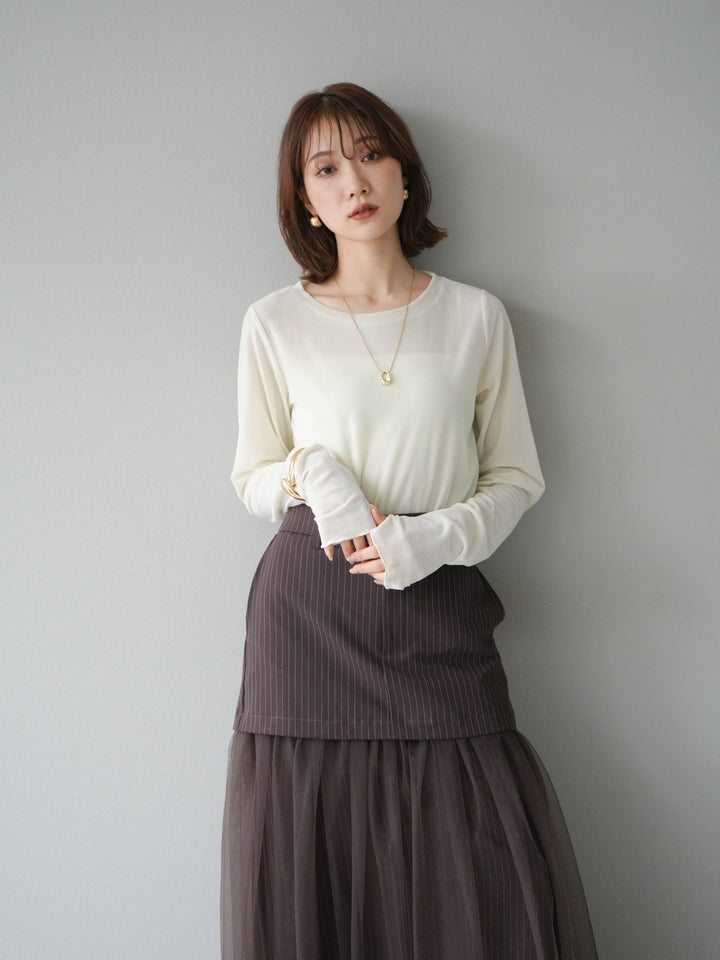 [予約]シアーベロアフィンガーホールトップス/アイボリー