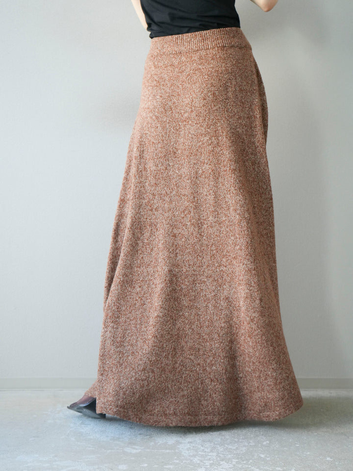 [予約]ミックスヤーンニットスカート/オレンジ