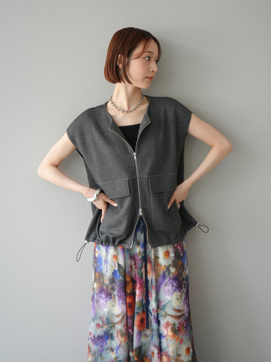 [予約]ライトポンチZIPブルゾン/チャコール