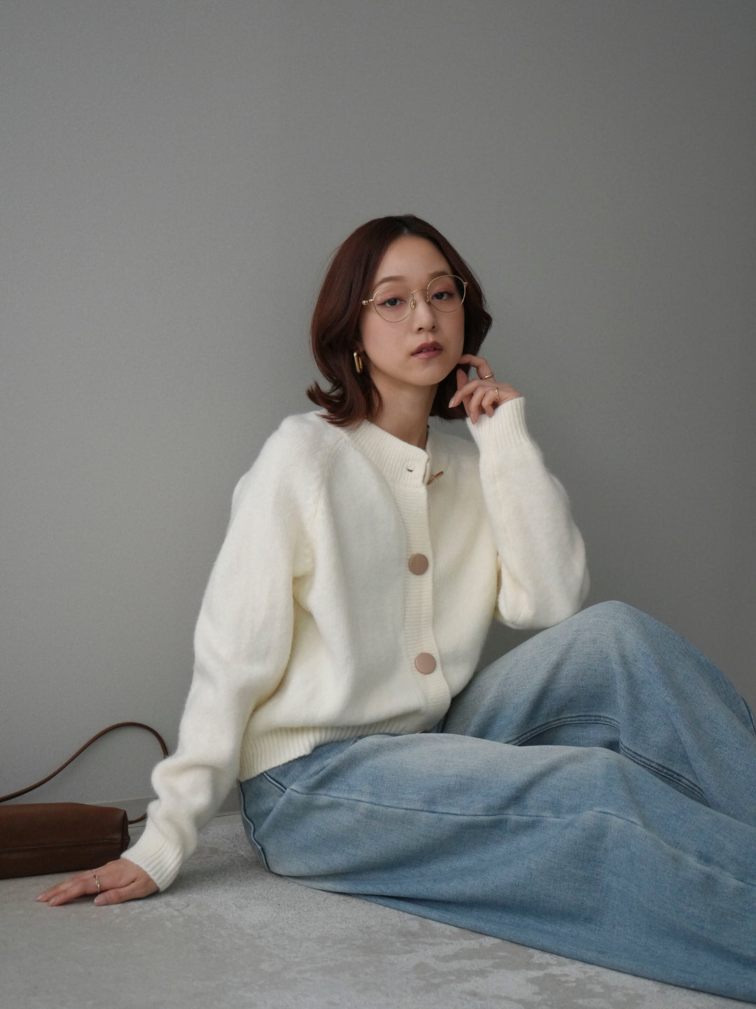 [予約]BIGボタンニットカーディガン/white