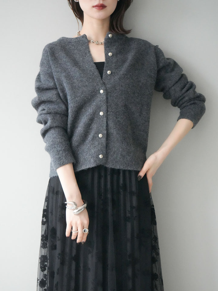 [予約]アンティークボタンニットカーディガン/charcoal