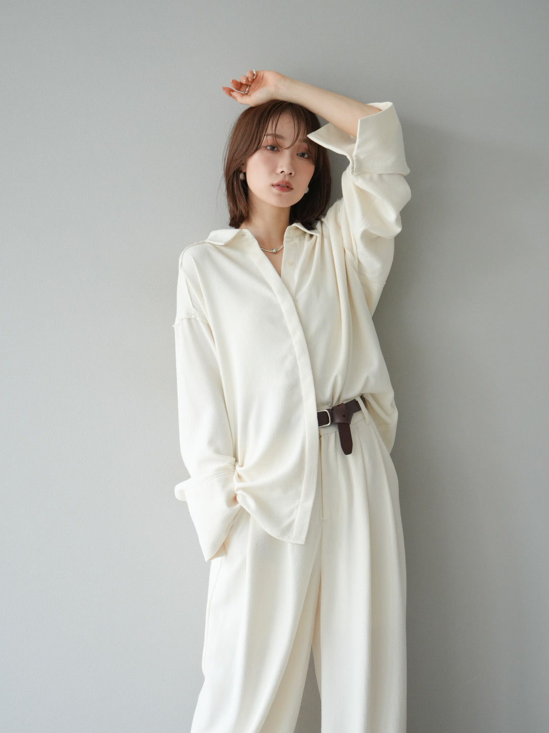 [予約]ネップオーバーシャツ/アイボリー