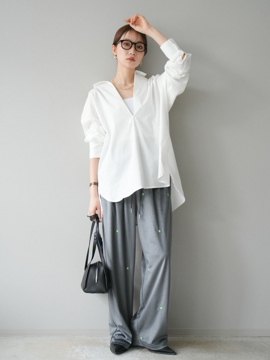 [予約]ブロードディープスキッパーブラウス/ホワイト