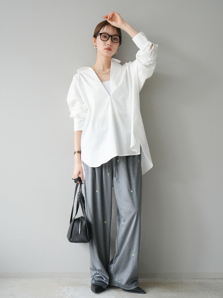 [予約]ブロードディープスキッパーブラウス/ホワイト