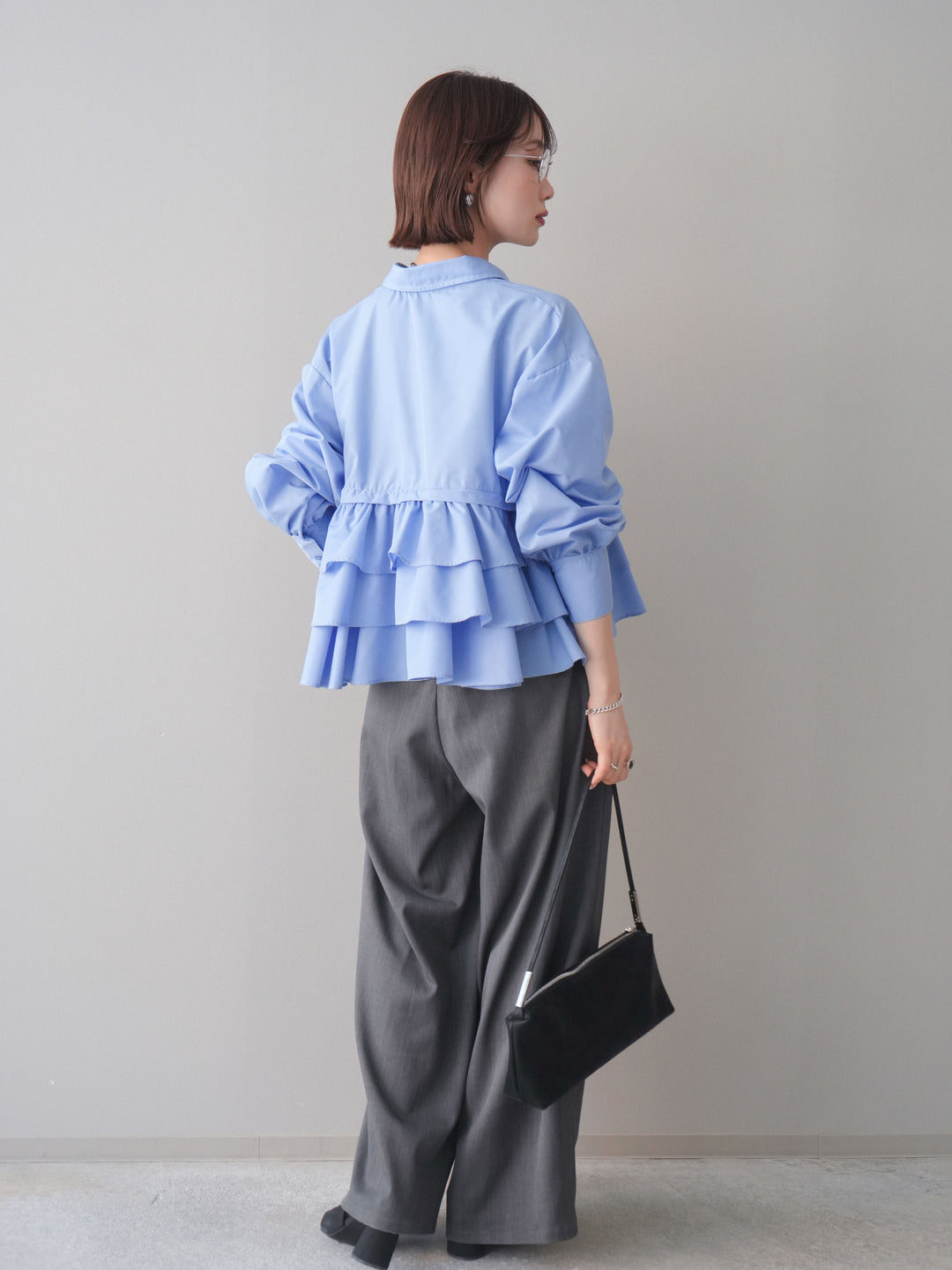 [SET]ブロードティアードショートシャツ+TRツイルデザインタックワイドパンツ(2set)