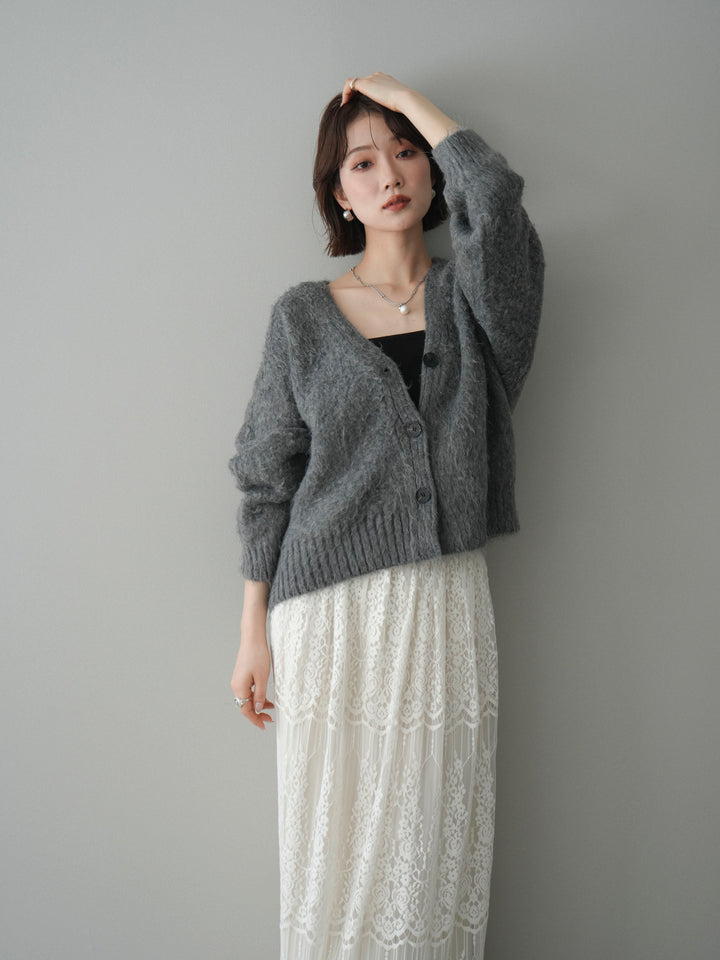 [予約]起毛シャギーニットカーディガン/gray