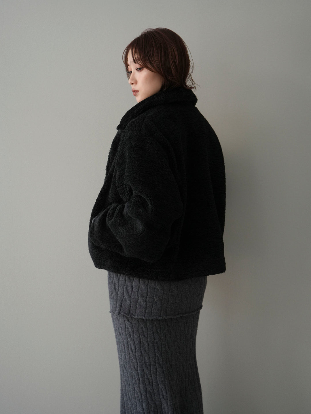 [予約]エコファーステンカラージャケット/black