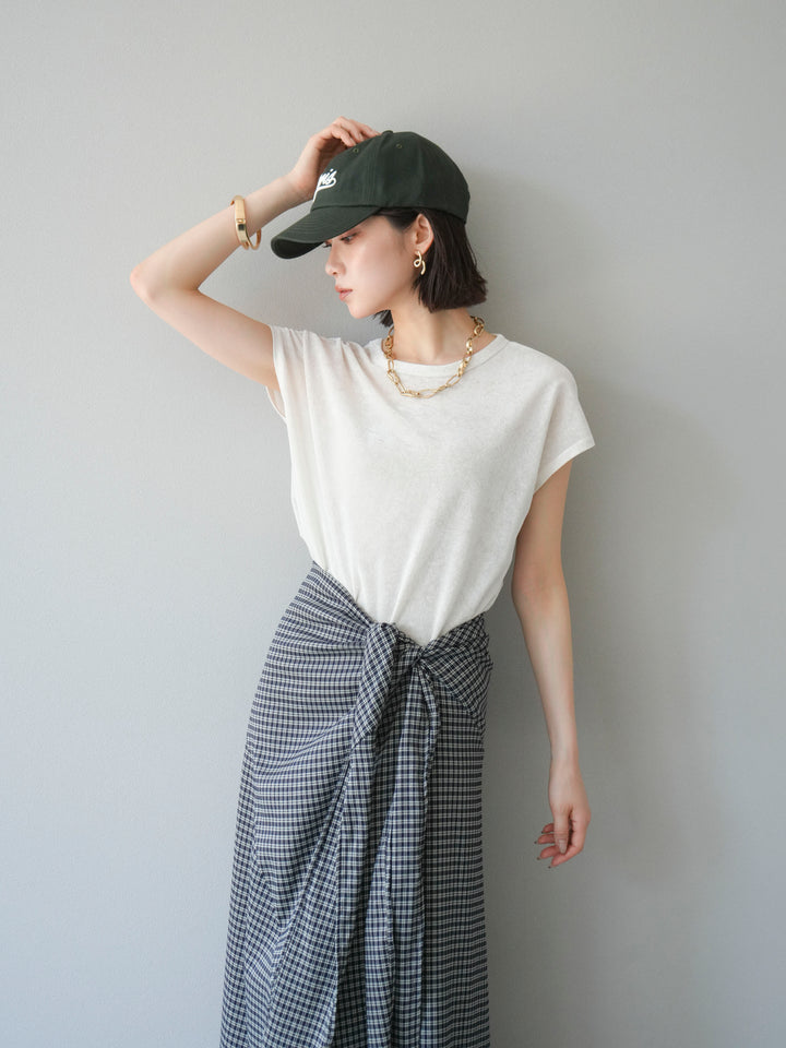 [SET]シアーベロアプルオーバー+サイド巻きツイルスカート(2set)