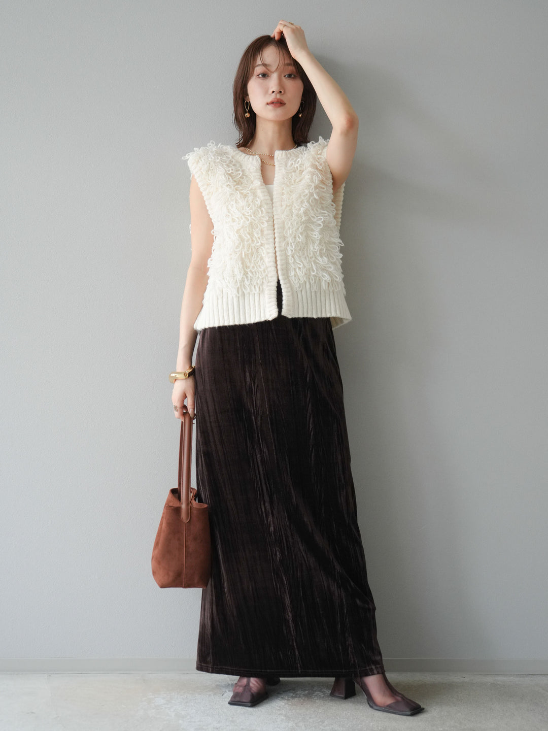 [予約]ループデザインホックベスト /アイボリー