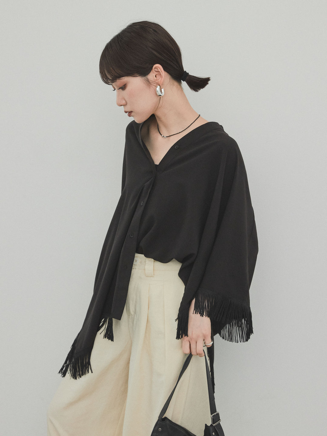 [SET] 方形流蘇斗篷襯衫 + 方形流蘇斗篷襯衫（2 件套）