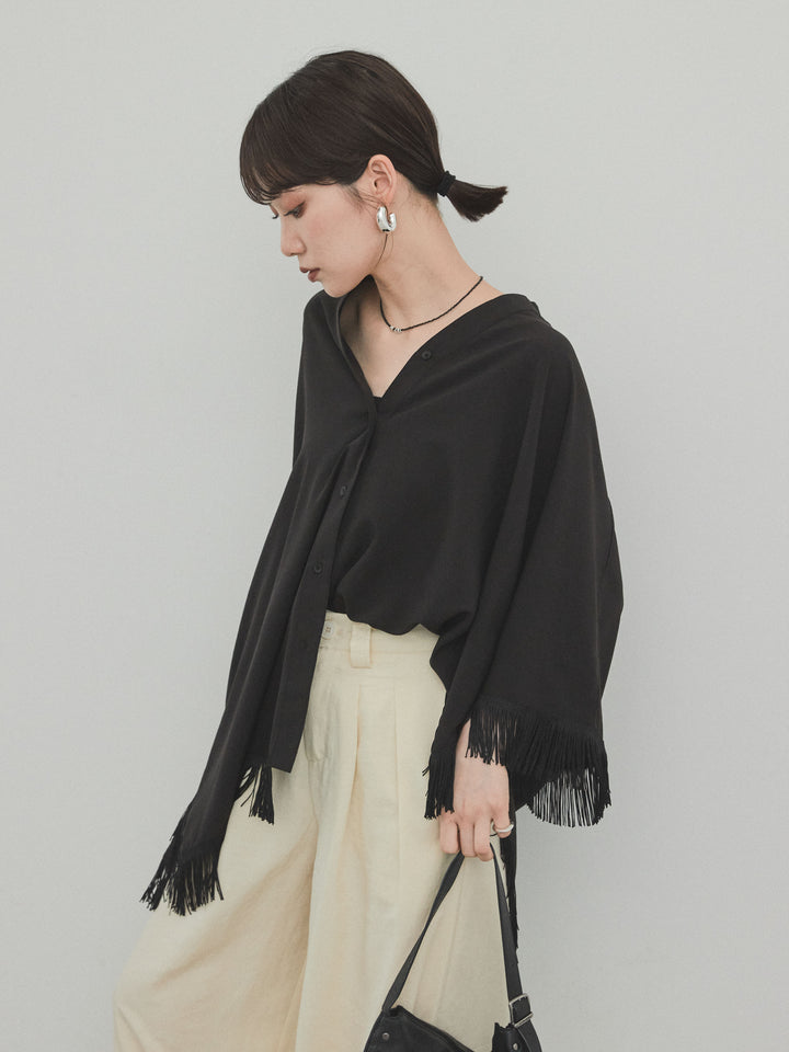 [SET] 方形流蘇斗篷襯衫 + 方形流蘇斗篷襯衫（2 件套）
