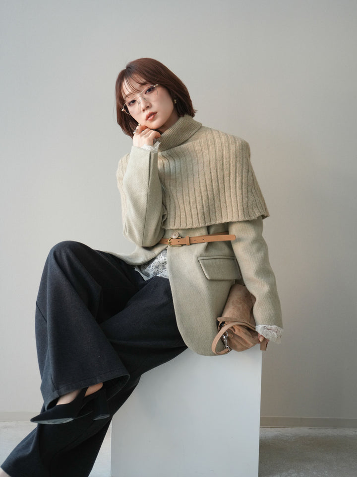 [20%オフ]ケープ付ノーカラージャケット/ivory