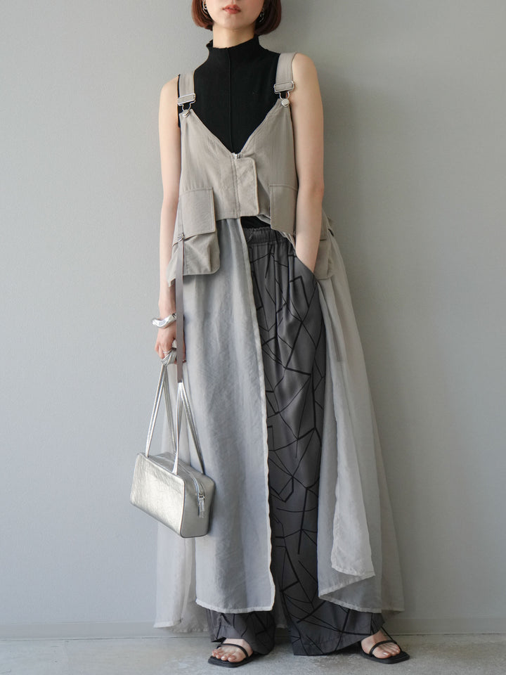 [予約]タクティカルベストオーガンザワンピース/グレージュ