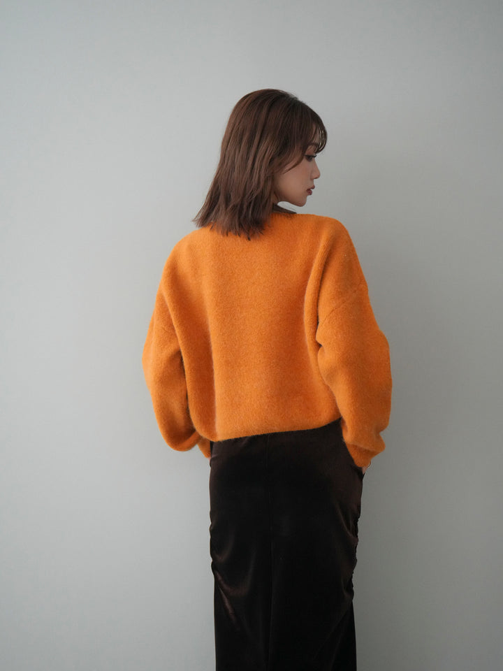 [予約]アンゴラタッチボートネッククロップドプルオーバー/orange