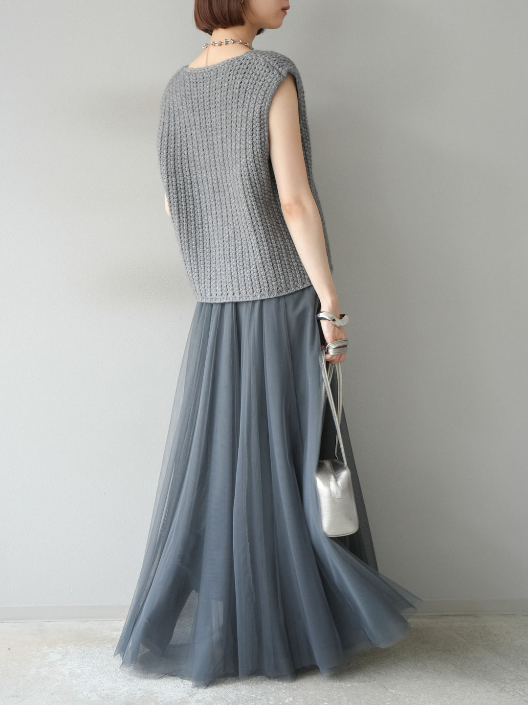 [予約]チュールボリュームスカート/グレー