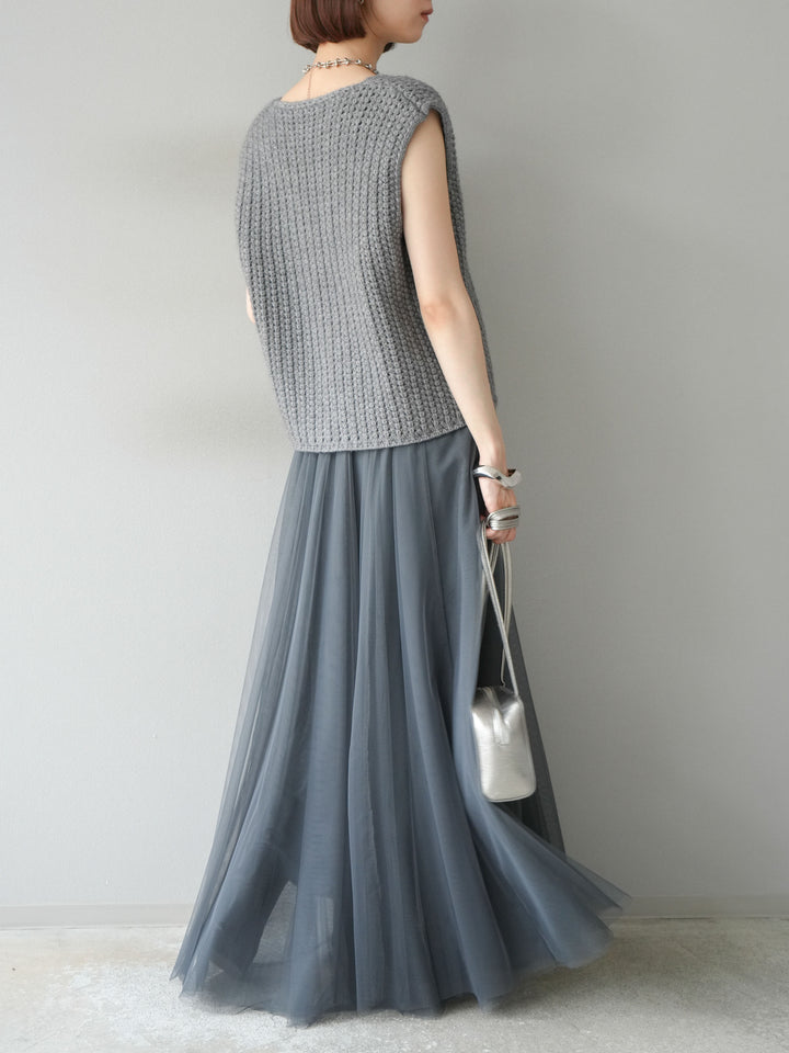 [予約]チュールボリュームスカート/グレー