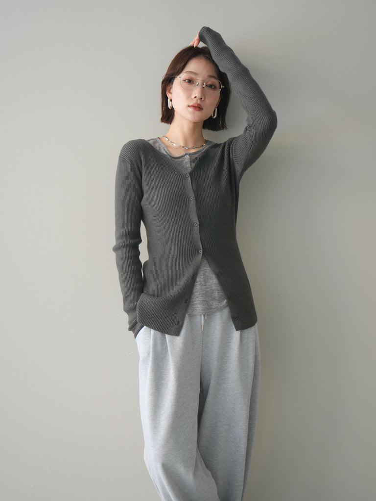 美品！CFCL POTTERYリブ編み カーディガン 長袖　グレー 40_d8c87d69-4c85-4e90-9d8a-