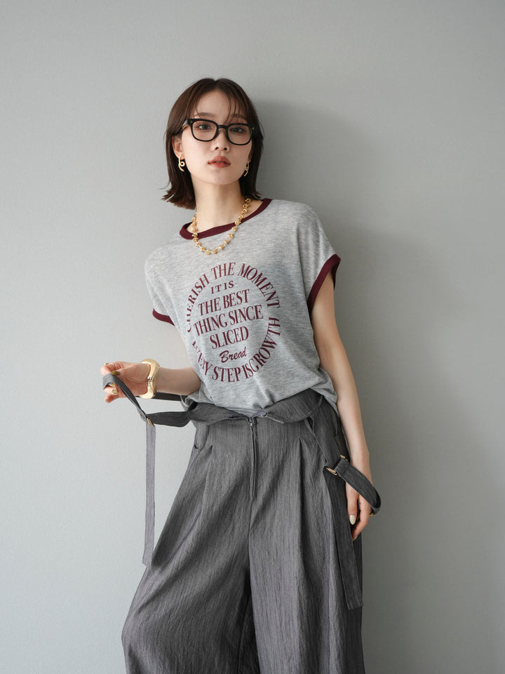 [予約]ストリングデザインハイウエストサロペット/チャコール