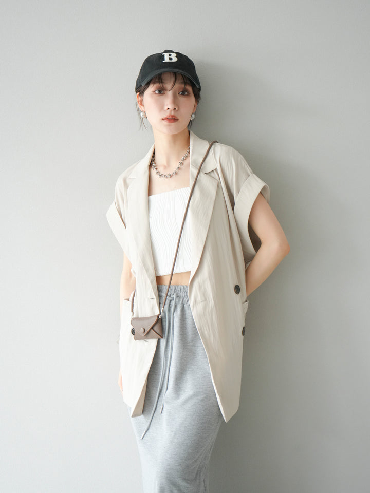 [預購]波浪滾邊杯裸色吊帶背心/可脫