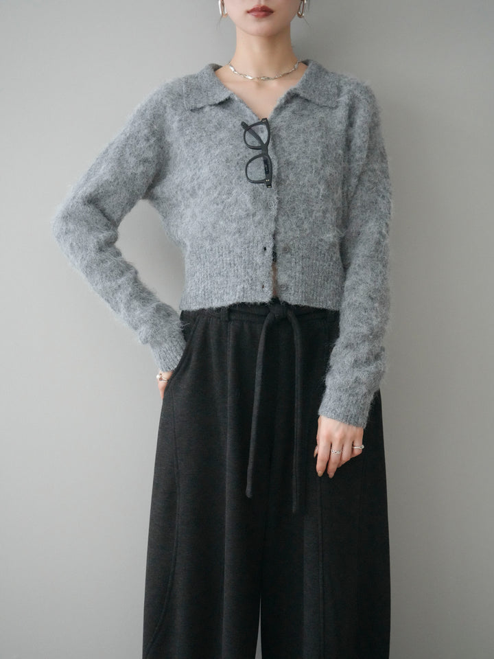 [予約]モヘア衿付きボタンプルオーバー/charcoal