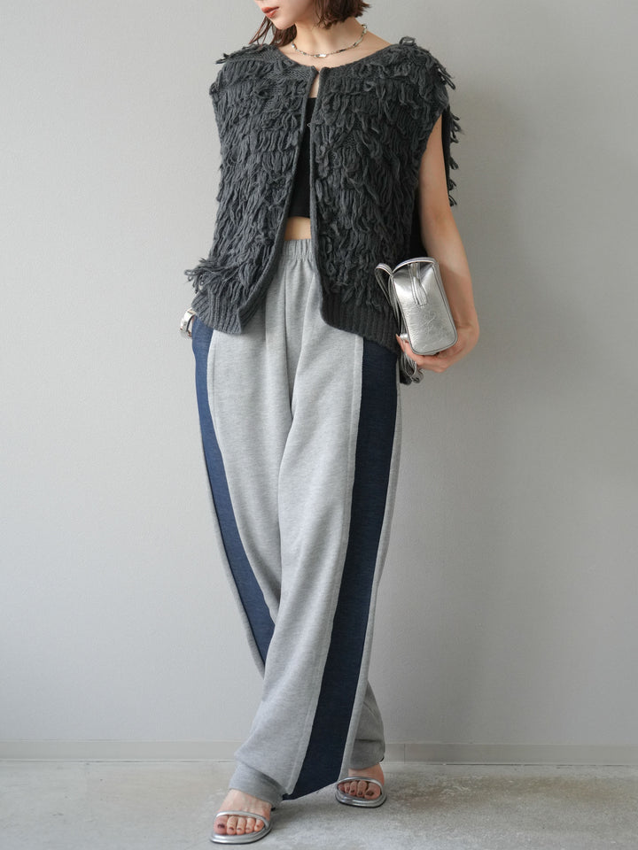 [予約]デニム切替2WAYデザインスウェットパンツ/グレー