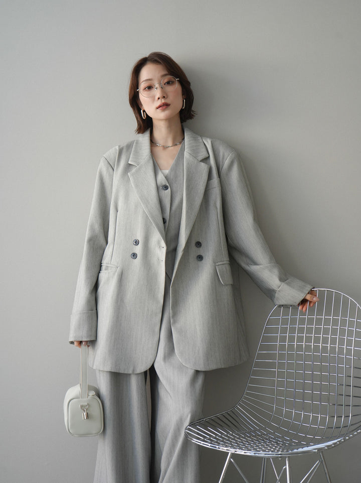 [予約]ダブルボタンヘリンボーンジャケット/lightgray