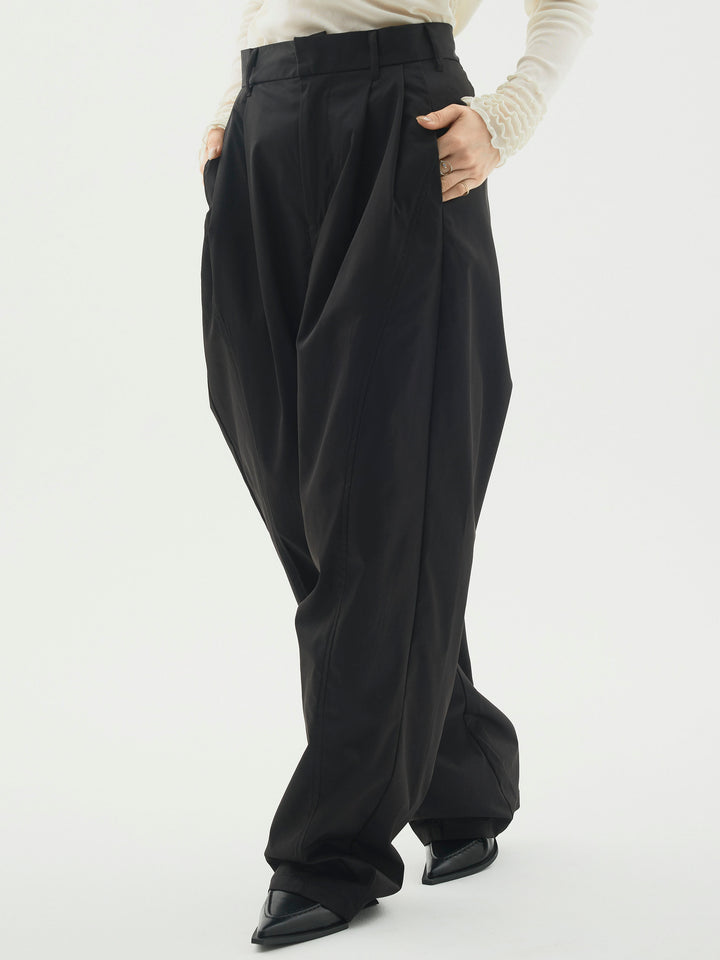 [予約]タフタワイドカーブパンツ/ブラック