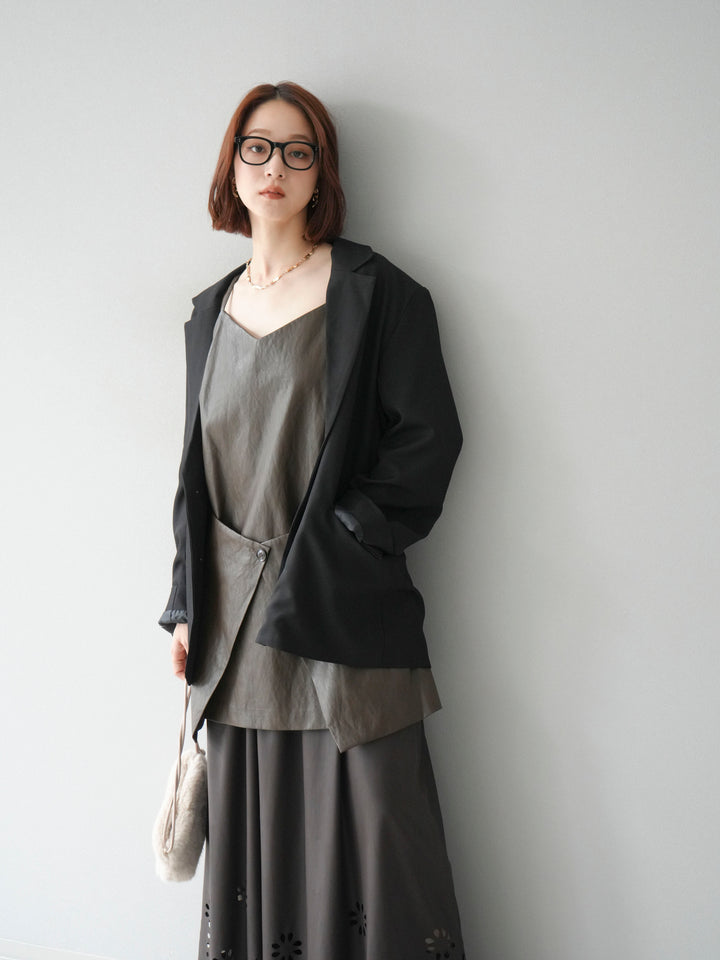 [予約]エステルオーバーテーラードジャケット/ブラック