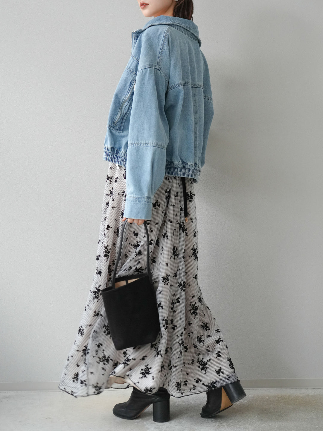 [予約]ZIPポケットデニムショートブルゾン/ブリーチ