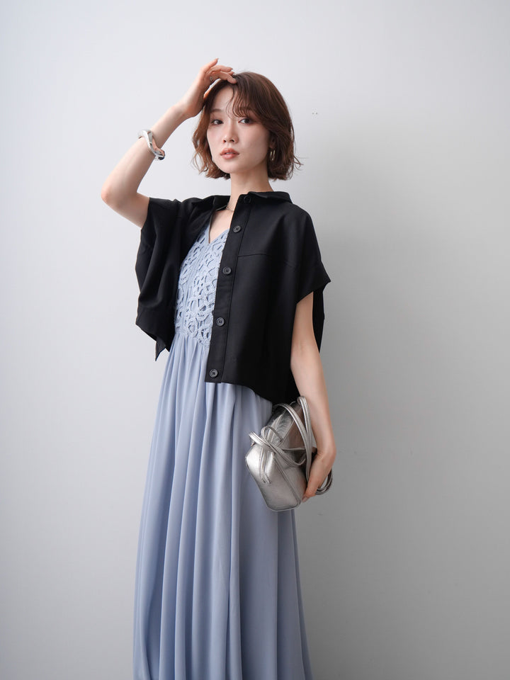 [予約]クロシェシフォンキャミワンピース/lightblue