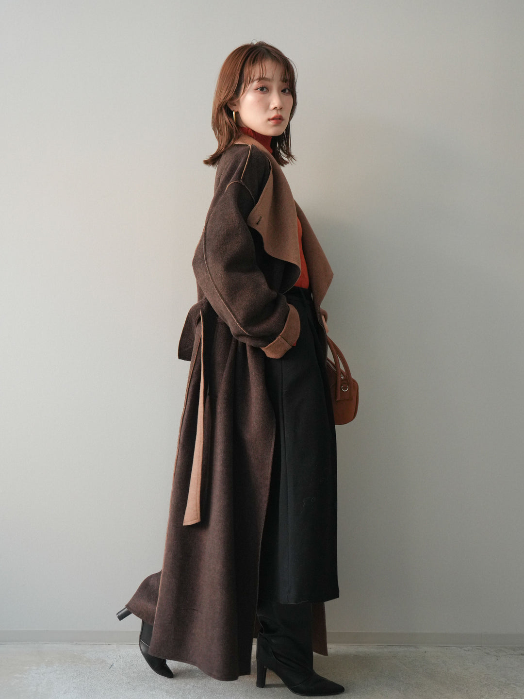 [SET]ベルト付ウールタッチミディアムパンツ+ベルト付ウールタッチミディアムパンツ(2set)