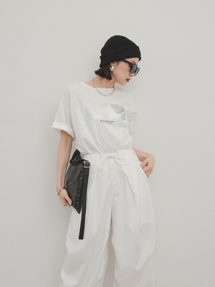 [予約]箔プリントドライタッチコットンTEE /オフ