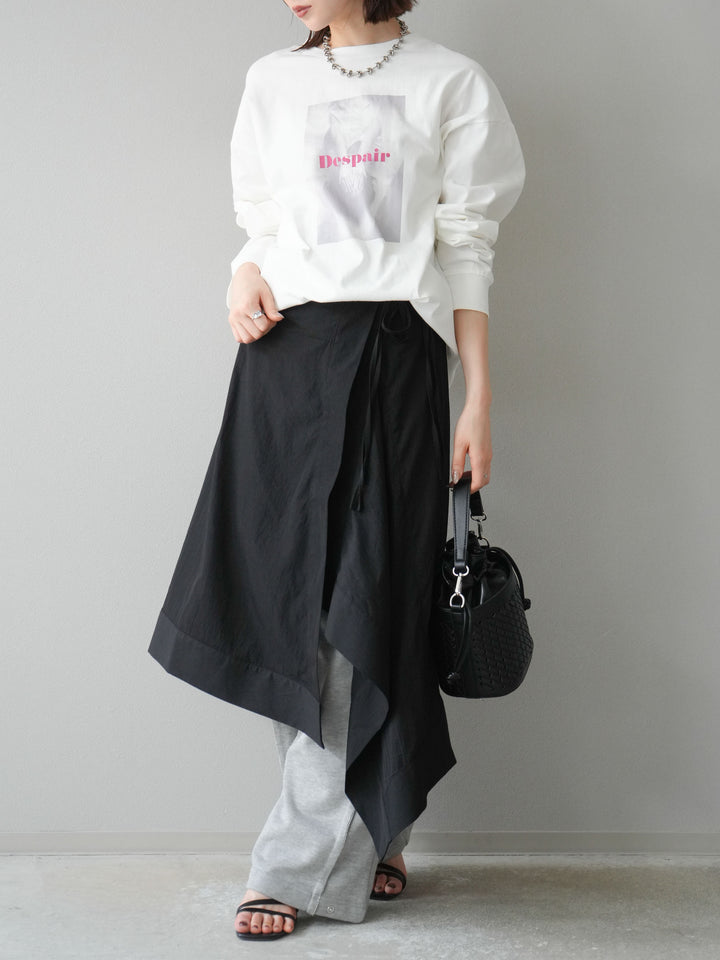 [予約]アシンメトリーレイヤードスカート/ブラック