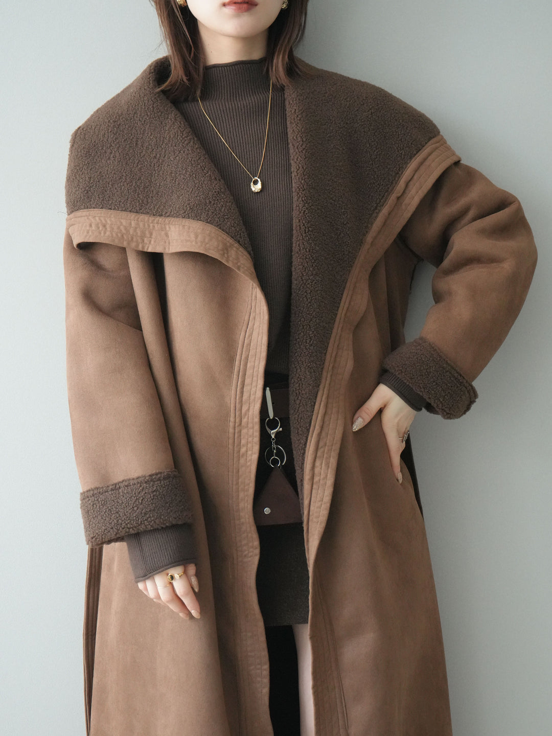 [予約]BIGカラームートンコート/brown