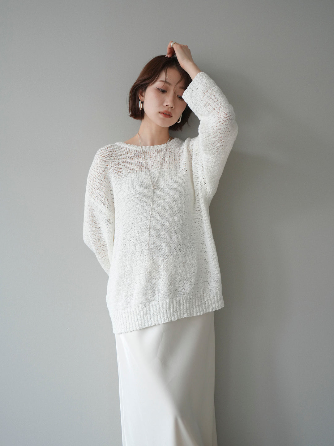 [予約]ローゲージルーズニット/white