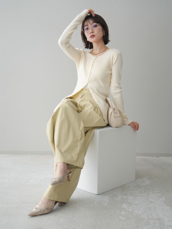 [予約]前後2WAYリブ編みクルーネックカーディガン/ivory