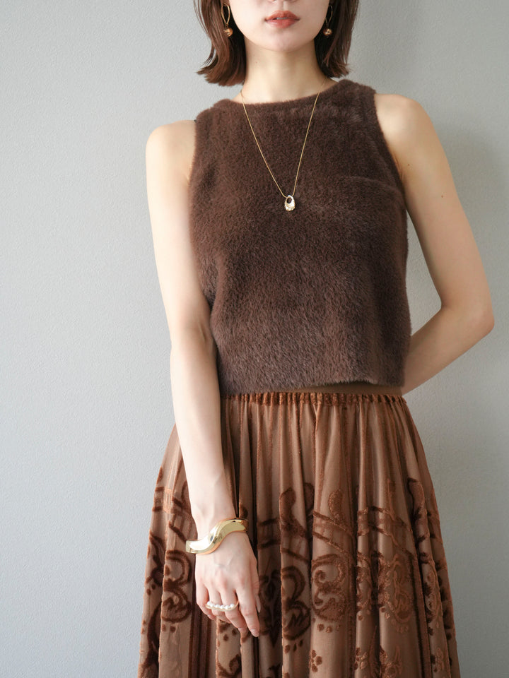 [予約]シャギーニットタンクトップ/ブラウン
