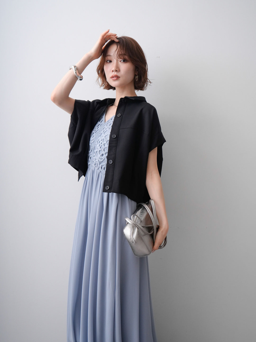 [SET]クロシェシフォンキャミワンピース+クロシェシフォンキャミワンピース(2set)