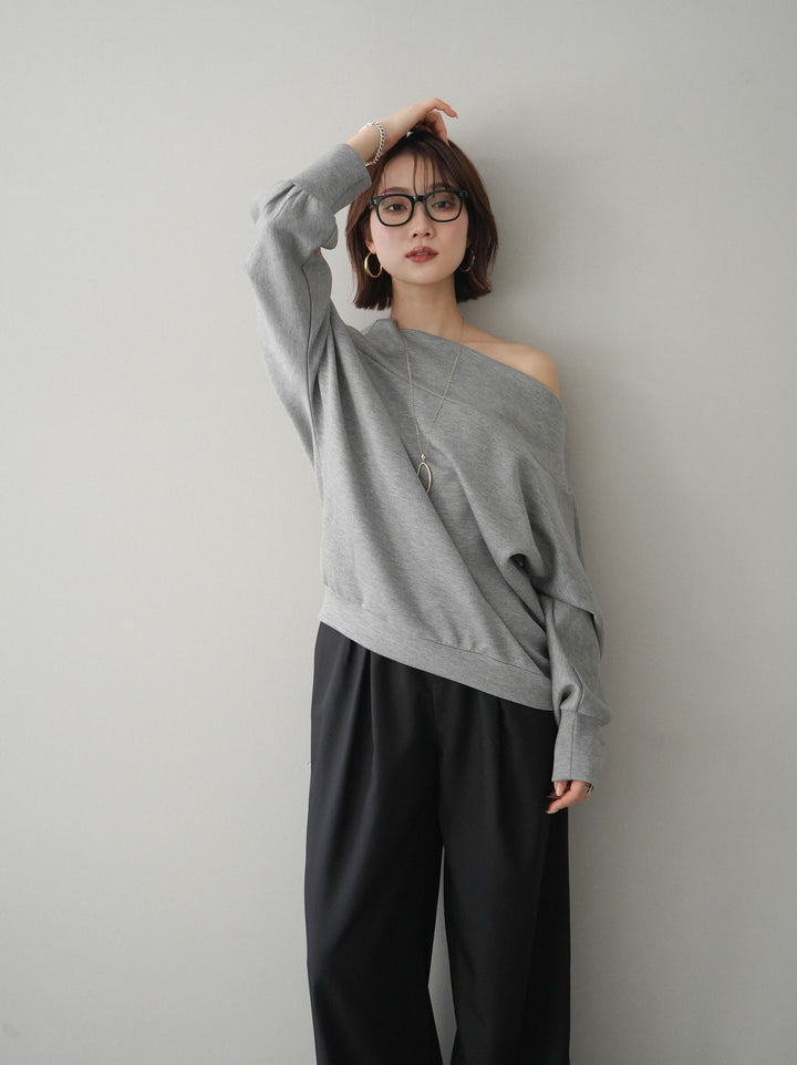 [SET]アシンメトリーオフショルポンチプルオーバー+選べるアクセセット(2set)