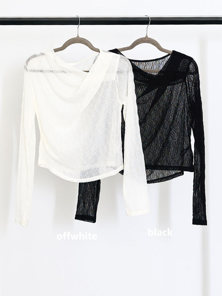 【Allure】[SET]ストレッチレースドレープトップス+ストレッチレースドレープトップス(2set)