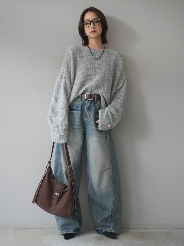 [予約]ラメミックスシャギーニットプルオーバー/lightgray