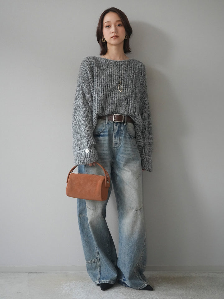 [予約]ラメミックスシャギーニットプルオーバー/darkgray