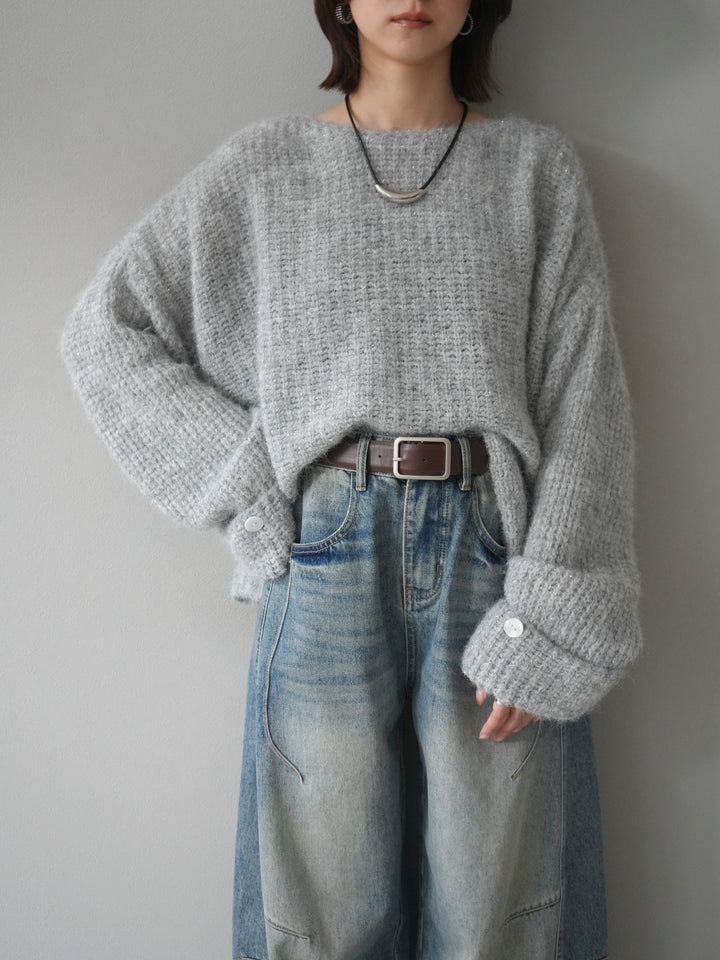 [予約]ラメミックスシャギーニットプルオーバー/lightgray