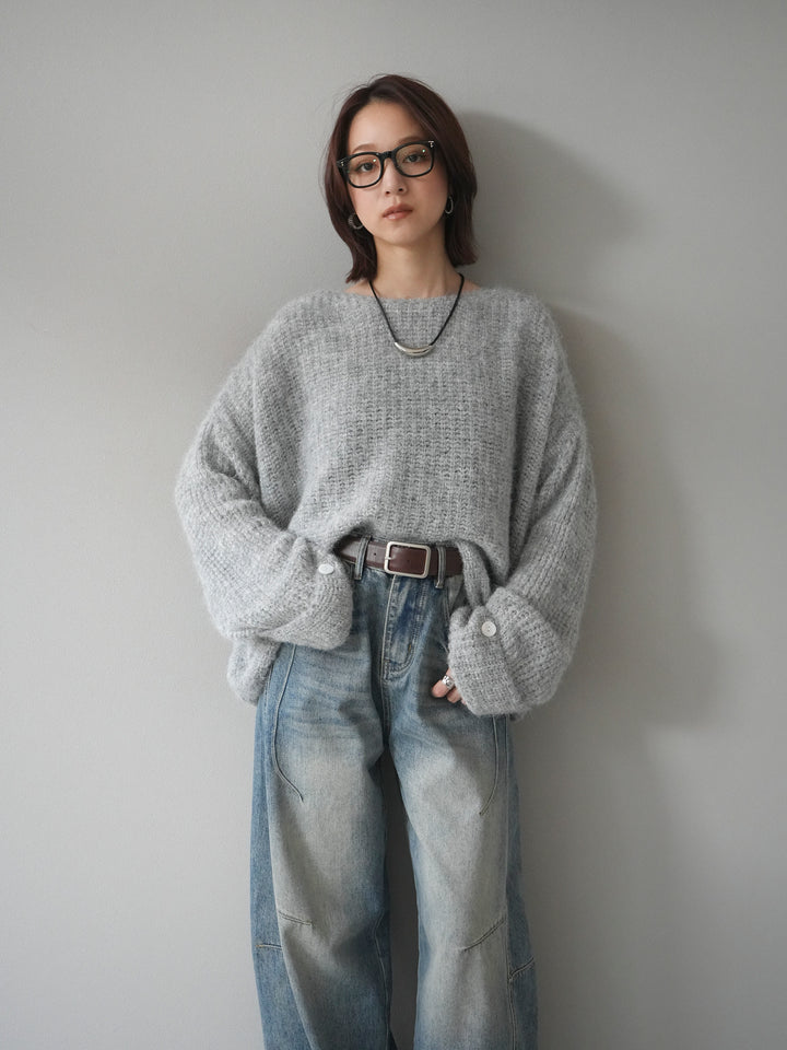 [予約]ラメミックスシャギーニットプルオーバー/lightgray